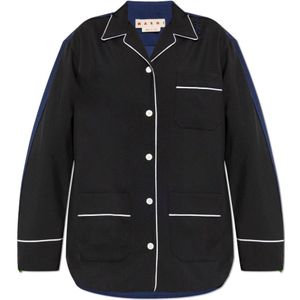 Marni, Dames, Blouses & Shirts, Zwart, Maat: M Wol,