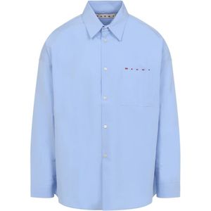 Marni, Heren, Overhemden, Blauw, Maat: M Katoen,
