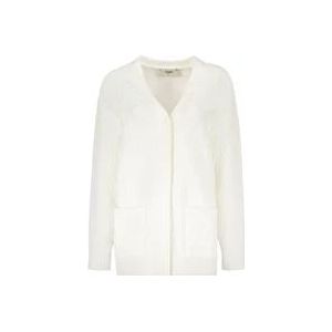 Fendi Gebreide Jacquard Cardigan met Ribboorden , White , Dames , Maat: 2XS