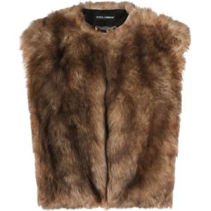 Dolce & Gabbana, Dames, Jassen, Bruin, Maat: XS Leer,