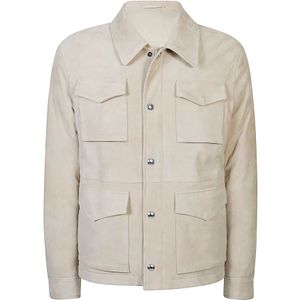 Eleventy, Heren, Jassen, Beige, Maat: XL Suède,