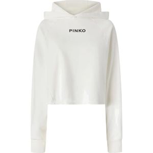 Pinko, Dames, Sweatshirts & Hoodies, Wit, Maat: L Katoen,