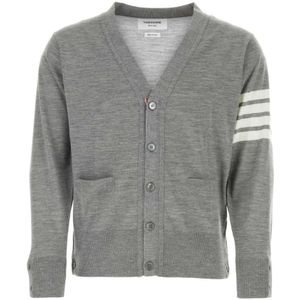 Thom Browne, Heren, Truien, Grijs, Maat: L Wol,
