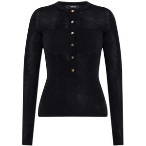 Versace, Dames, Tops, Zwart, Maat: XS Wol,