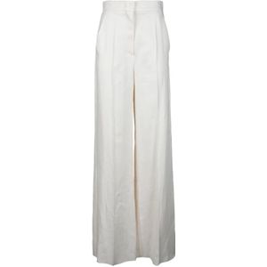 Max Mara, Dames, Broeken, Wit, Maat: S Linnen,