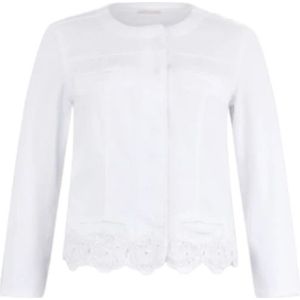 Liu Jo - Geborduurde Jas - Wit - Denim - Klassieke Kraag - Knoopsluiting