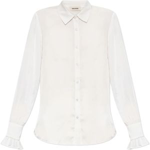 Zadig & Voltaire, Dames, Blouses & Shirts, Wit, Maat: S Leer,