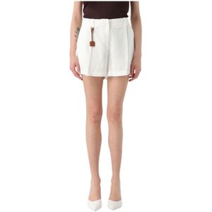 Elisabetta Franchi, Dames, Korte broeken, Beige, Maat: M Linnen,