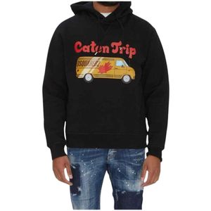 Dsquared2, Heren, Sweatshirts & Hoodies, Zwart, Maat: L