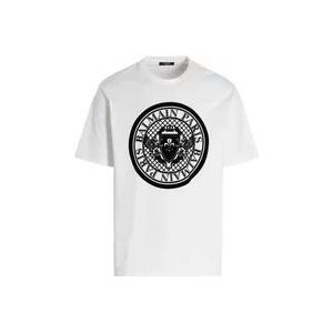 Balmain Witte T-shirt met logo , White , Dames , Maat: 2XL