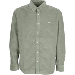Obey, Heren, Overhemden, Groen, Maat: S Katoen,
