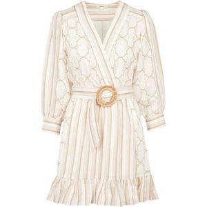 Suncoo, Dames, Jurken, Veelkleurig, Maat: L Linnen,