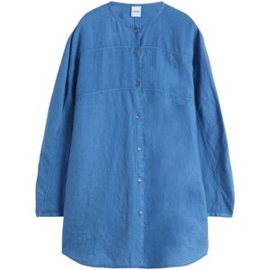 Aspesi, Dames, Blouses & Shirts, Blauw, Maat: M Linnen,