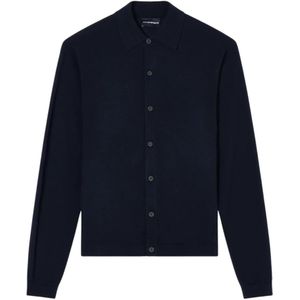 Emporio Armani - Cardigan - Blauw - 100% Maagdelijke Wol