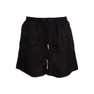 Dsquared2 Zwarte Print Heren Beachwear Shorts Zwemkleding , Black , Heren , Maat: XL