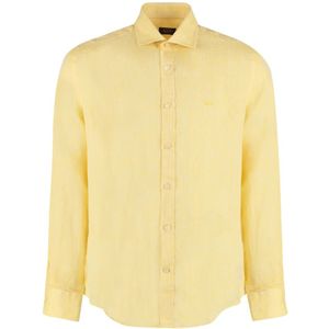 Paul & Shark, Heren, Overhemden, Geel, Maat: L Linnen,