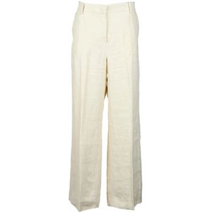 Weekend Max Mara, Dames, Broeken, Wit, Maat: XL Linnen,