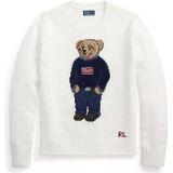 Polo Ralph Lauren - Polo Bear Linen-Cotton Crewneck Sweater - Wit - Dames