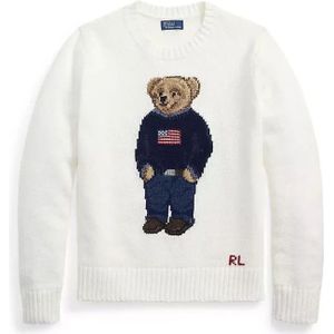 Polo Ralph Lauren - Polo Bear Linen-Cotton Crewneck Sweater - Wit - Dames