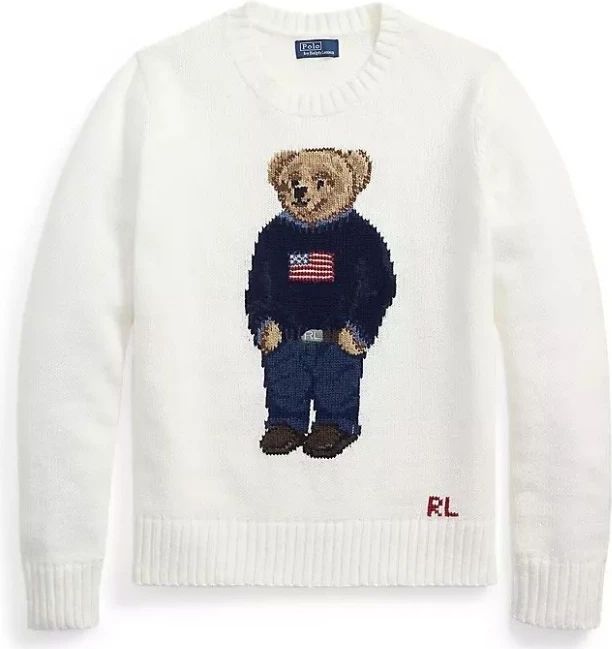 Polo Ralph Lauren - Polo Bear Linen-Cotton Crewneck Sweater - Wit - Dames