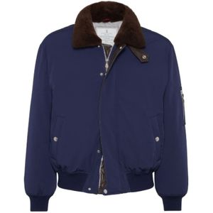 Brunello Cucinelli, Heren, Jassen, Blauw, Maat: M Zijde,