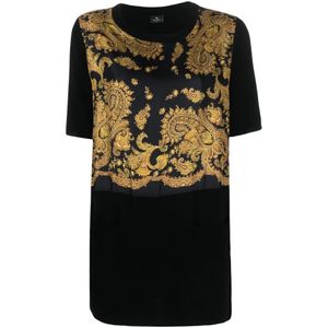 Etro, Dames, Tops, Zwart, Maat: 2XS Wol,