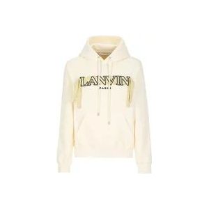 Lanvin Katoenen sweatshirt met logo en trekkoord capuchon , Beige , Heren , Maat: L