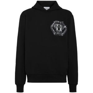 Philipp Plein, Heren, Sweatshirts & Hoodies, Zwart, Maat: 4XL Katoen,