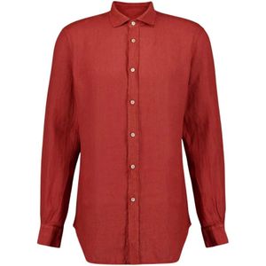 Boglioli, Heren, Overhemden, Rood, Maat: 3XL Linnen,