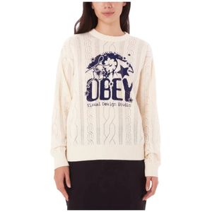 Obey, Dames, Truien, Beige, Maat: S Katoen,