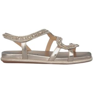 Glitter blokhak sandalen in zilver | Rotterdam