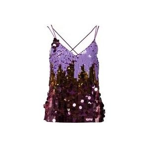 Dante 6 Glitter Paillet Paarse Top Feest , Multicolor , Dames , Maat: L