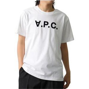 A.p.c., Heren, Tops, Wit, Maat: M Katoen,