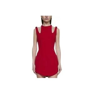 Balmain Rode Asymmetrische Dagjurk , Red , Dames , Maat: M