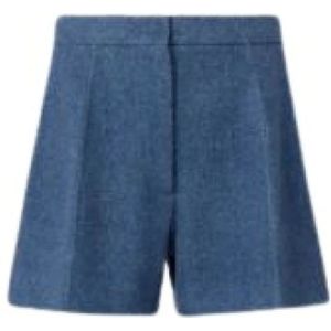 Sportmax, Dames, Korte broeken, Blauw, Maat: 2XS Wol,