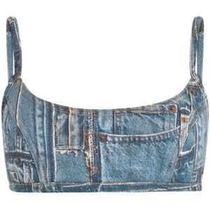 Roberto Cavalli, Dames, Tops, Blauw, Maat: XS Denim,
