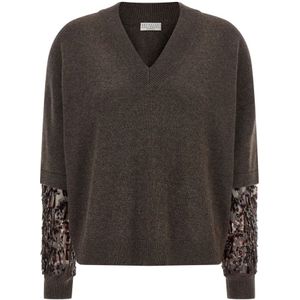 Brunello Cucinelli, Dames, Truien, Bruin, Maat: M Kasjmier,