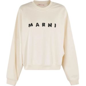 Marni, Dames, Sweatshirts & Hoodies, Wit, Maat: 2XS Katoen,