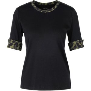 Marc Cain - T-shirt - Nauwsluitende Pasvorm - Ronde Hals - Mouwomslagen