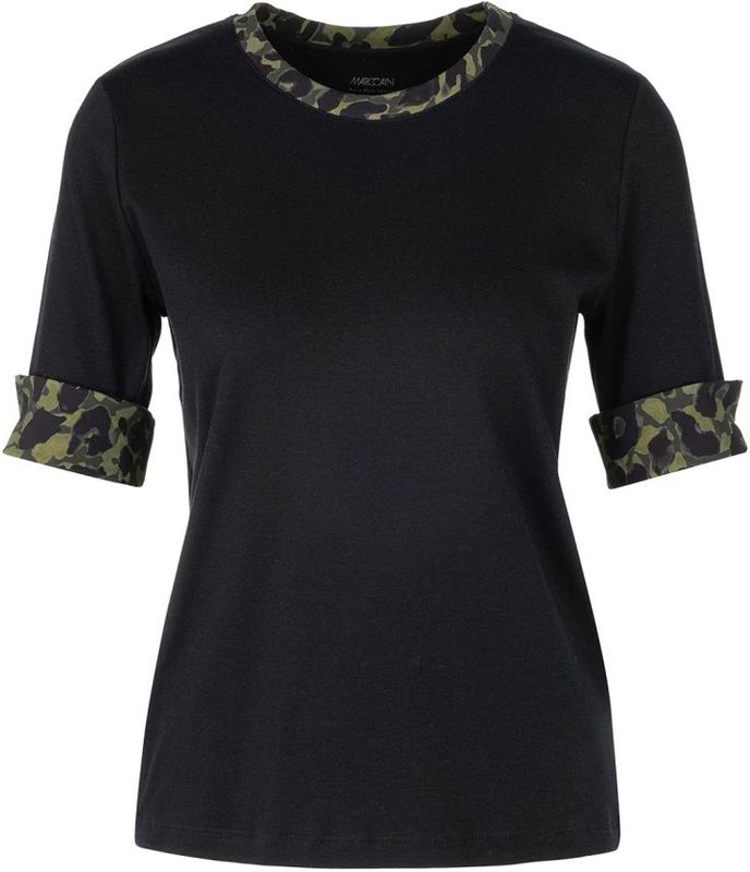 Marc Cain - T-shirt - Nauwsluitende Pasvorm - Ronde Hals - Mouwomslagen