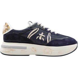 Premiata Donkerblauwe Glitter Sneaker Cassie , Blue , Dames , Maat: 41 EU