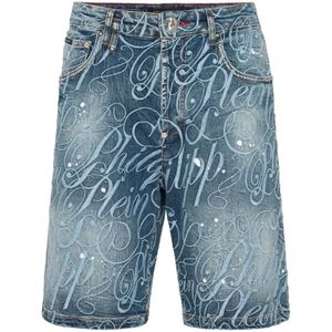 Philipp Plein, Heren, Korte broeken, Blauw, Maat: W29 Denim,