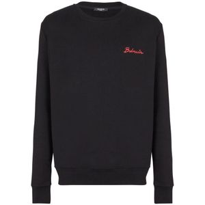 Balmain Sweatshirt met Kus print , Black , Heren , Maat: L
