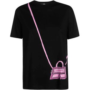 Karl Lagerfeld, Dames, Tops, Zwart, Maat: M Katoen,