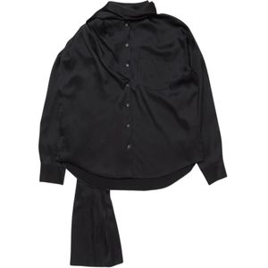 Acne Studios, Dames, Blouses & Shirts, Zwart, Maat: 2XS Satijn,