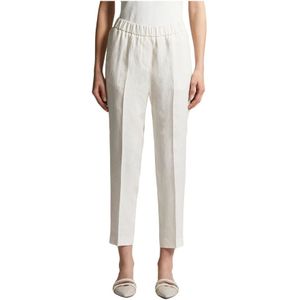 Peserico, Dames, Broeken, Beige, Maat: M Linnen,