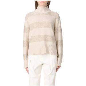 Brunello Cucinelli, Dames, Truien, Beige, Maat: L Wol,