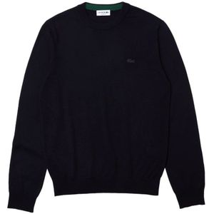 Lacoste - Gebreide Trui - Blauw - Merinowol - Ronde Hals