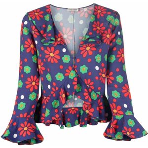 Saint Laurent, Dames, Blouses & Shirts, Rood, Maat: M Viscose,
