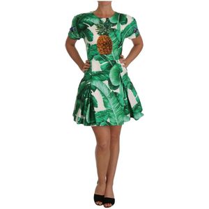 Dolce & Gabbana, Dames, Jurken, Veelkleurig, Maat: 3XS Katoen,